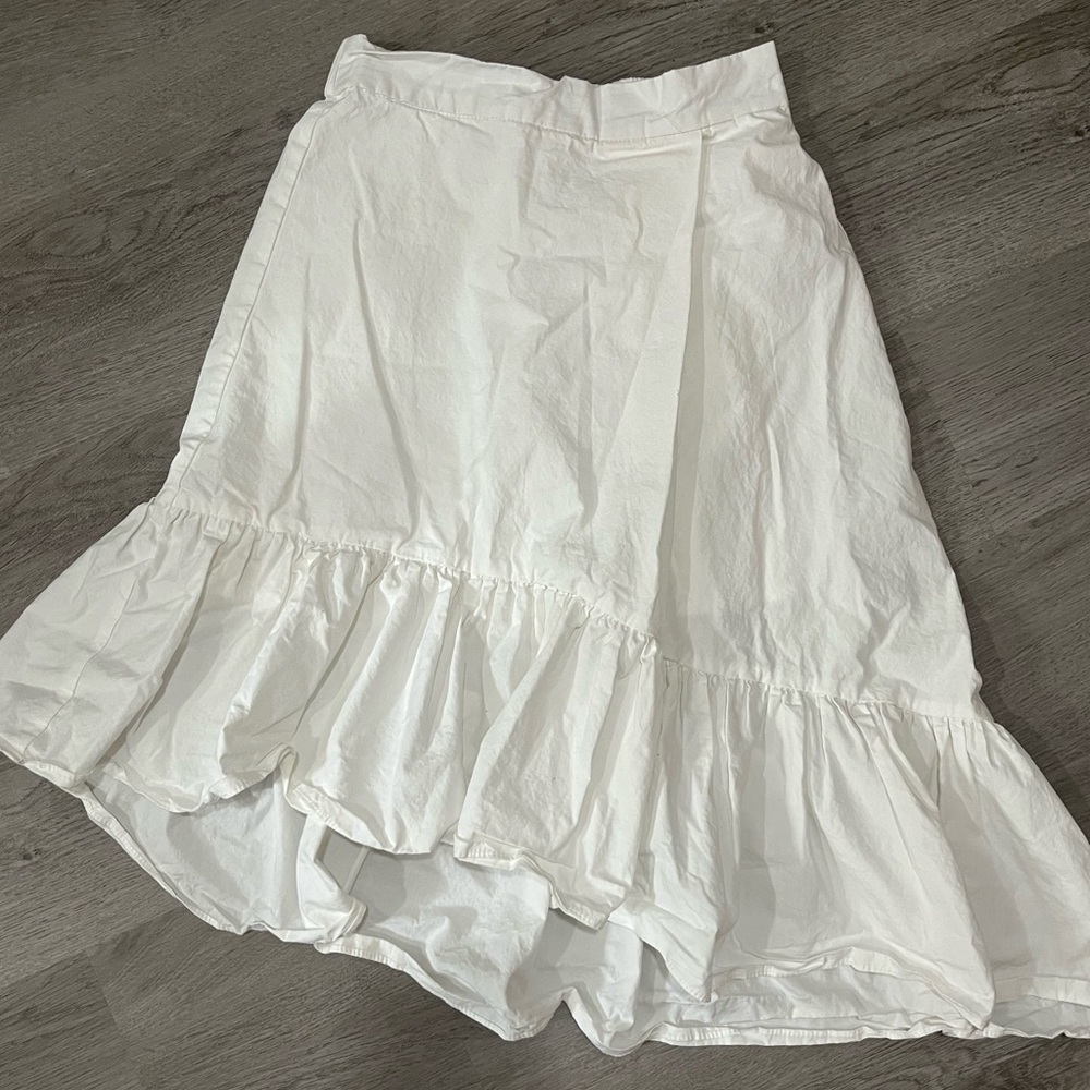 midi white ruffle skirt